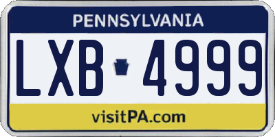 PA license plate LXB4999
