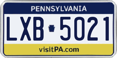 PA license plate LXB5021