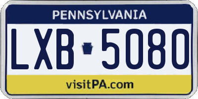 PA license plate LXB5080