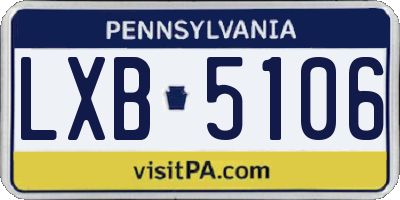 PA license plate LXB5106