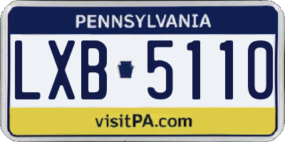 PA license plate LXB5110