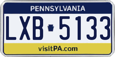 PA license plate LXB5133