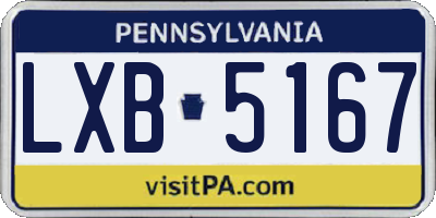 PA license plate LXB5167