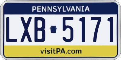 PA license plate LXB5171