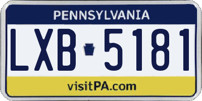 PA license plate LXB5181
