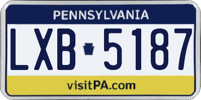 PA license plate LXB5187