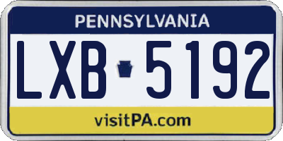 PA license plate LXB5192