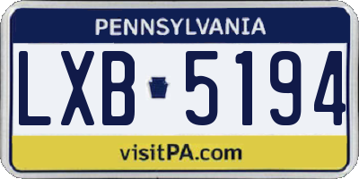 PA license plate LXB5194