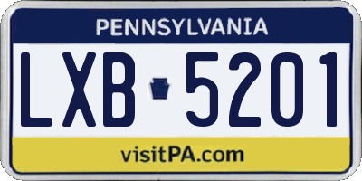 PA license plate LXB5201
