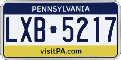 PA license plate LXB5217