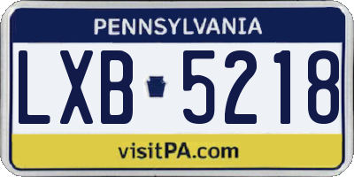 PA license plate LXB5218