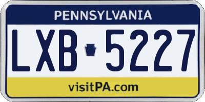 PA license plate LXB5227