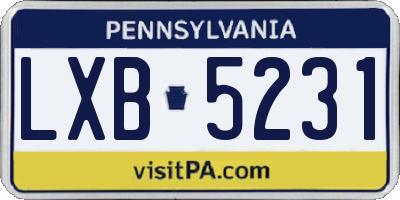 PA license plate LXB5231