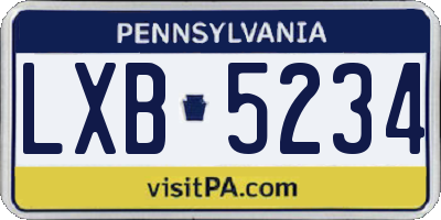 PA license plate LXB5234