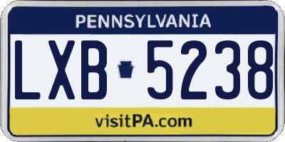 PA license plate LXB5238