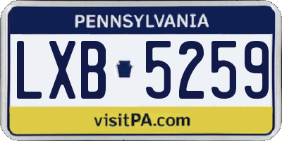 PA license plate LXB5259