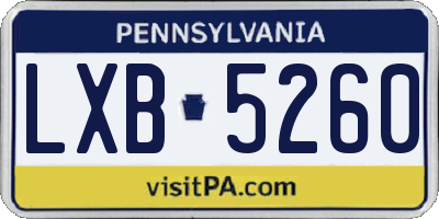PA license plate LXB5260