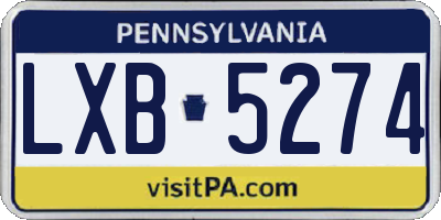 PA license plate LXB5274