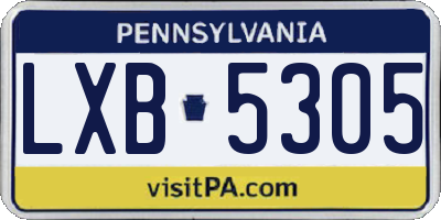 PA license plate LXB5305