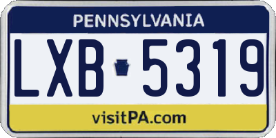 PA license plate LXB5319