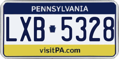 PA license plate LXB5328