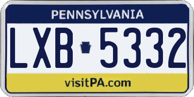 PA license plate LXB5332