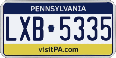 PA license plate LXB5335