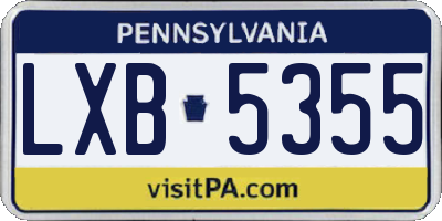 PA license plate LXB5355