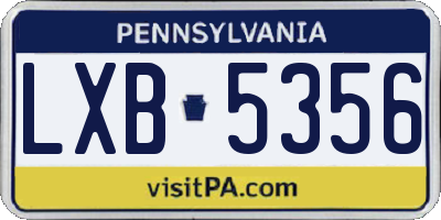 PA license plate LXB5356