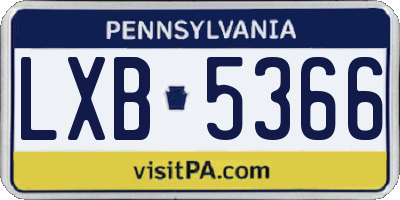 PA license plate LXB5366