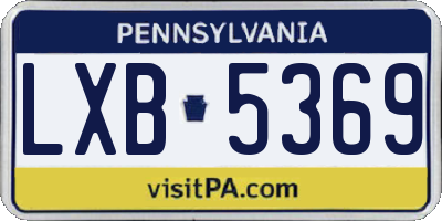 PA license plate LXB5369