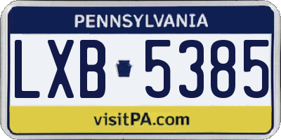 PA license plate LXB5385