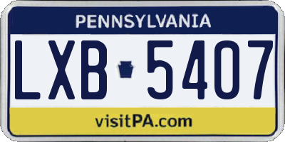 PA license plate LXB5407