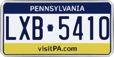 PA license plate LXB5410