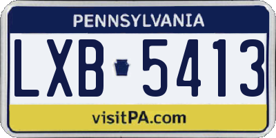 PA license plate LXB5413