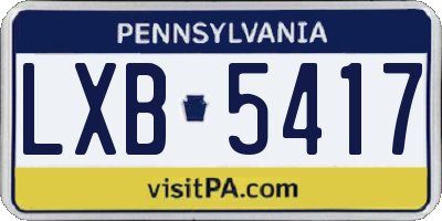 PA license plate LXB5417