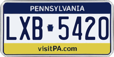 PA license plate LXB5420
