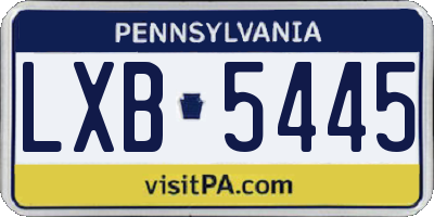 PA license plate LXB5445