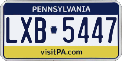 PA license plate LXB5447