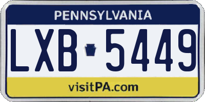 PA license plate LXB5449