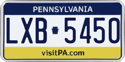 PA license plate LXB5450