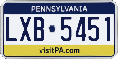PA license plate LXB5451
