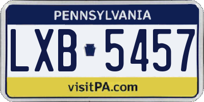PA license plate LXB5457