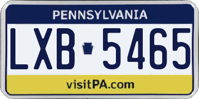 PA license plate LXB5465