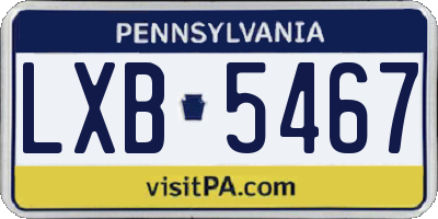 PA license plate LXB5467