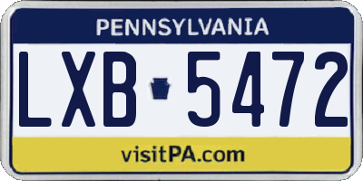 PA license plate LXB5472