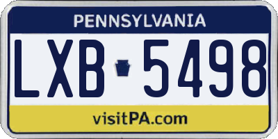 PA license plate LXB5498