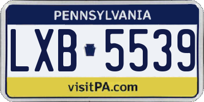 PA license plate LXB5539