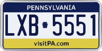 PA license plate LXB5551