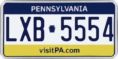 PA license plate LXB5554